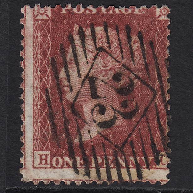 GB QV 1857 1d Deep Rose-red (Plate 47) SG41-C10(4) HC GU London IS 23 Misperf