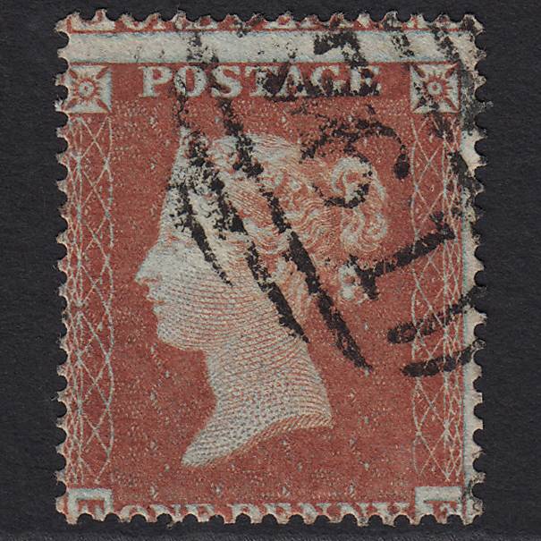 GB QV 1854 1d Red-brown (Plate 180) SG17-C1(1) TE FU Sunderland 761 Misperf