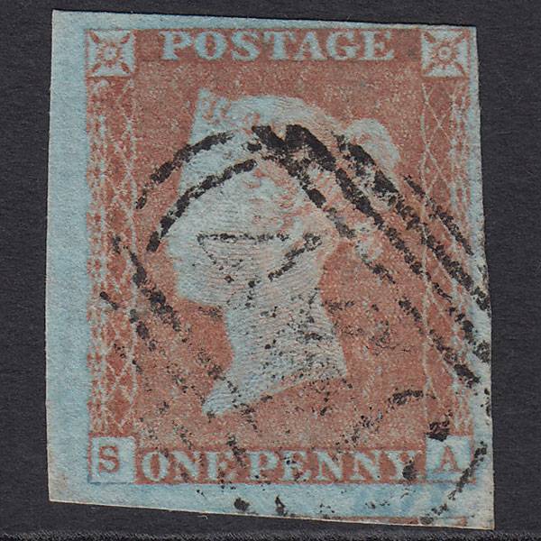 GB QV 1841 1d Very Blued (Plate 70) SG8a-B1(2) SA FU 4M Liverpool 466