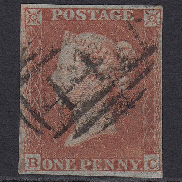 GB QV 1841 1d Red-brown (Plate 166) SG8-B2(1) BC GU 4 Margins Leeds 447