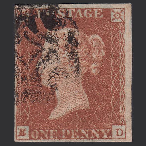 GB QV 1841 1d Red-brown (Plate 19) SG8-B1(1) Ivory Head ED FU Norwich MX