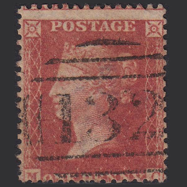 GB QV 1857 1d Rose-red (Plate 48) SG40-C10(1) MC FU Brighton 132 Misperf