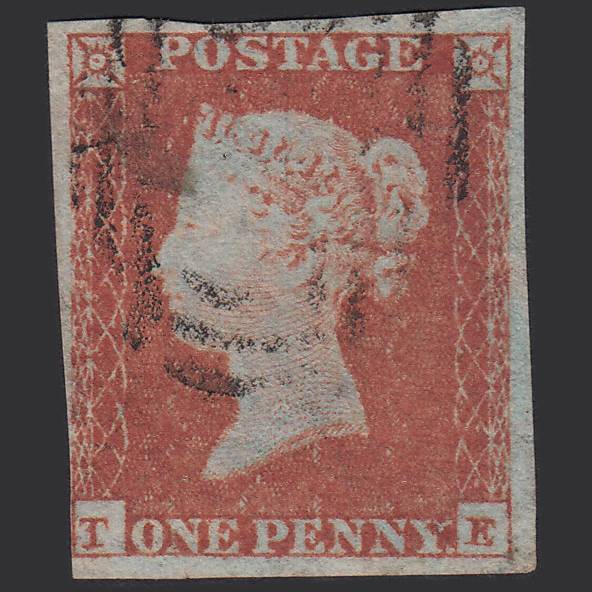 GB QV 1841 1d Red-brown (Plate 96) SG8-B1(1) TE FU 4 Margins Light Cancel
