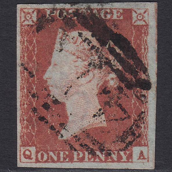 GB QV 1841 1d Red-brown (Plate 66) SG8-B1(1) QA FU 4 Margins