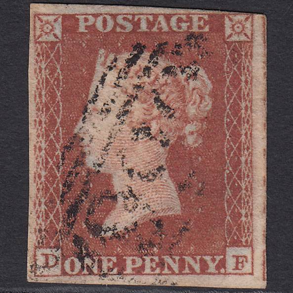 GB QV 1841 1d Pl 125 SG8-B2(1) Ivory Head DF FU 4M Lavender Paper Bs91e