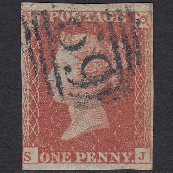 GB QV 1841 1d (Plate 125) SG8-B2(1) SJ GU nr 4 Margins Blue-black Cancel