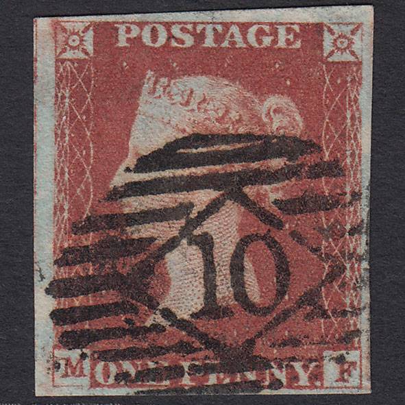 GB QV 1841 1d Red-brown (Plate 82) SG8-B1(1) MF GU 4 Margins London IS 10