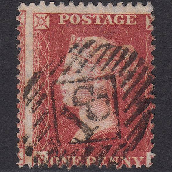 GB QV 1857 1d Rose-red Pl 47 SG40-C10(1) NL FU London IS 18 Large Misperf