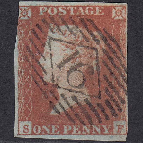 GB QV 1841 1d Red-brown (Plate 98) SG8-B1(1) SF GU London IS 16