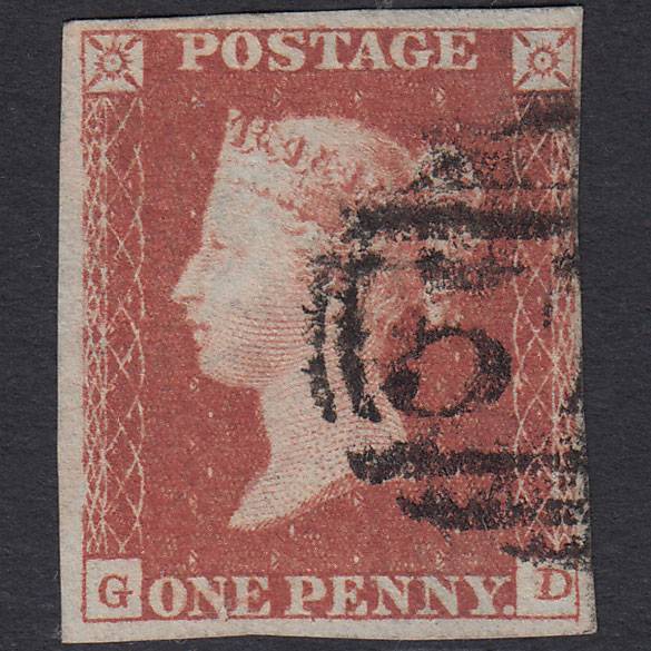 GB QV 1841 1d Red-brown (Plate 95) SG8-B1(1) GD FU 4 Margins