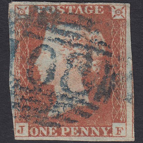 GB QV 1841 1d Red-brown Pl 76 SG8-B1(1) JF GU nr 4M Blue Carnarvon 108
