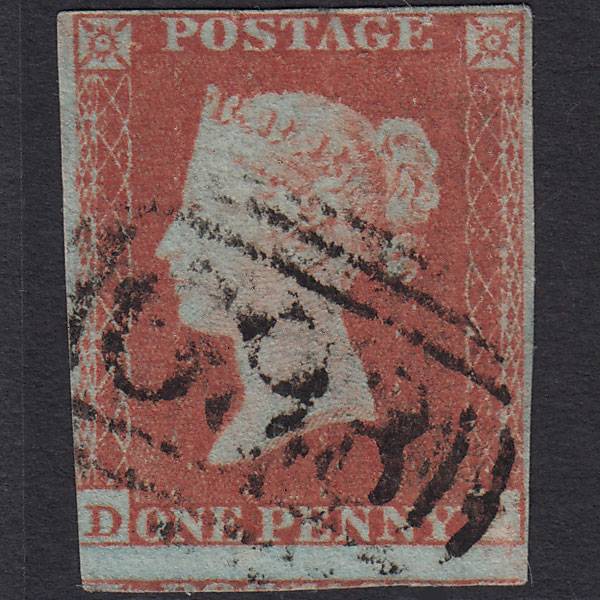 GB QV 1841 1d Red-brown (Plate 144) SG8-B2(1) DF GU nr 4 Margins