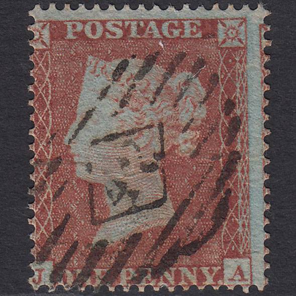 GB QV 1854 1d (Plate 176) SG17-C1(1) JA GU London IS Cancel Misperf