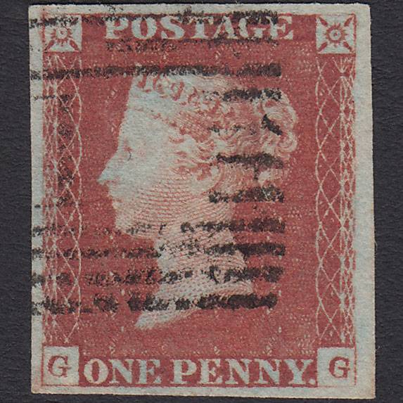 GB QV 1841 1d Red-brown (Plate 83) SG8-B1(1) GG VFU 4 Margins Aberdeen 1