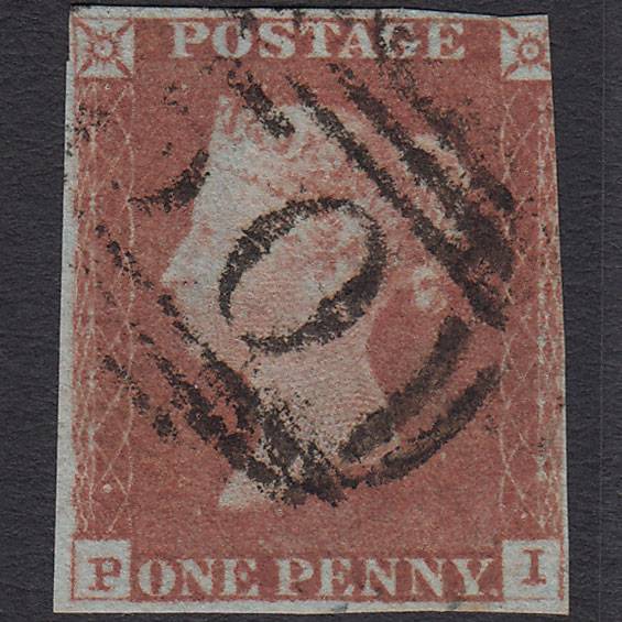 GB QV 1841 1d Red-brown Pl 71 SG8-B1(1) PI FU 3 Margins Barnstaple 50