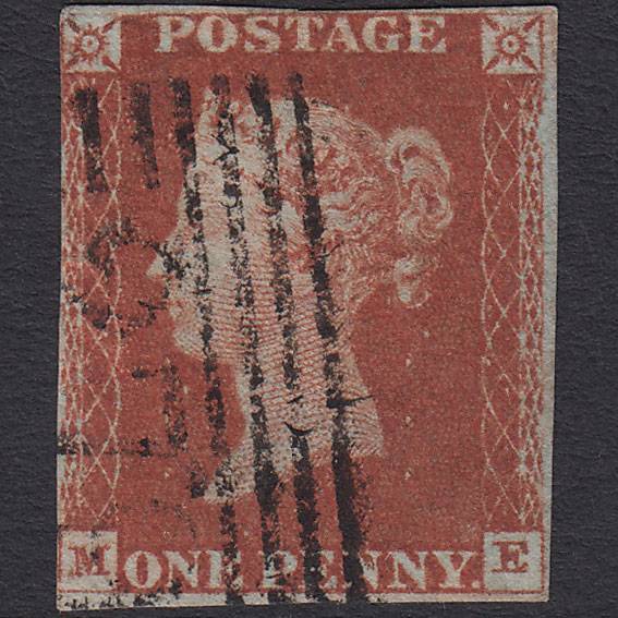 GB QV 1841 1d Red-brown Pl 53 SG8-B1(1) ME GU nr 4 Margins Peebles 279