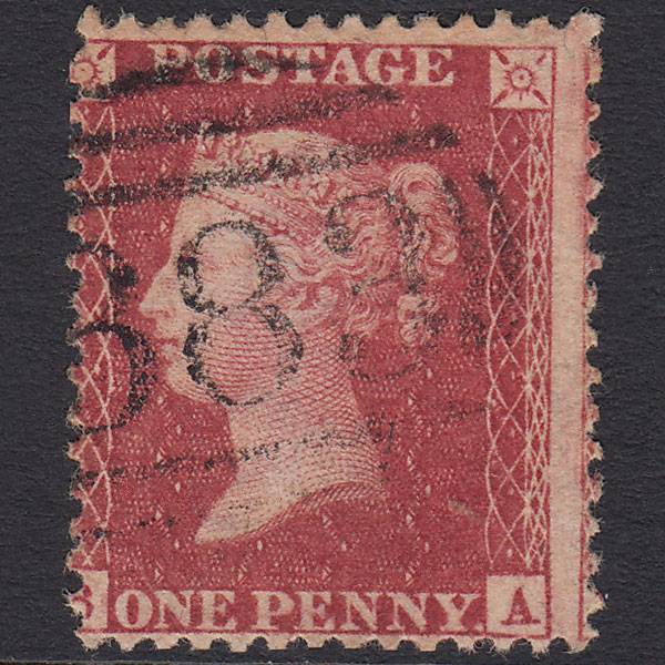 GB QV 1857 1d Rose-red Pl 60 SG40-C10(1) BA FU Hull 383 Large Misperf