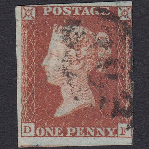 GB QV 1841 1d Red-brown (Plate 96) SG8-B1(1) DF FU 4 Margins
