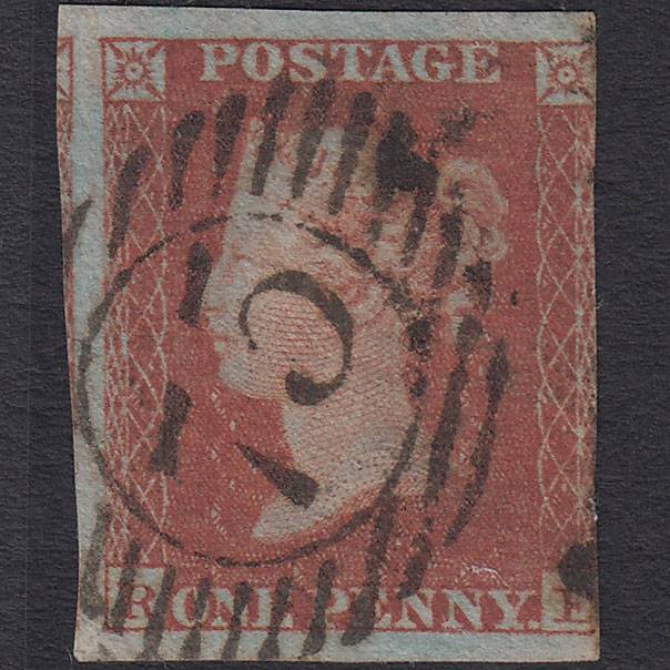 GB QV 1841 1d Red-brown Pl 160 SG8-B2(1) RE GU 3 Margins London D&S 75