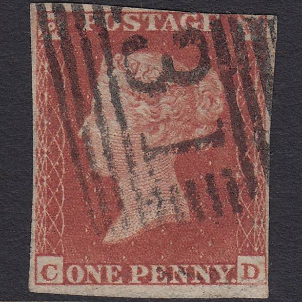 GB QV 1841 1d Red-brown Pl 164 SG8-B2(1) CD GU 3 Margins Edinburgh 131