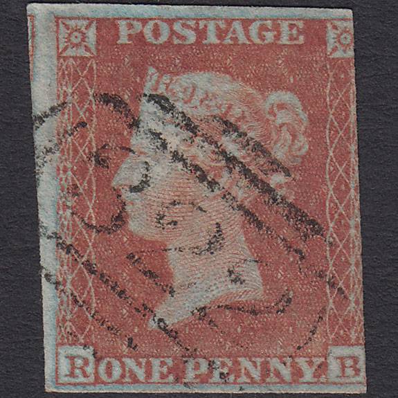 GB QV 1841 1d Red-brown Pl 134 SG8-B2(1) RB FU 3 Margins Gravesend 322