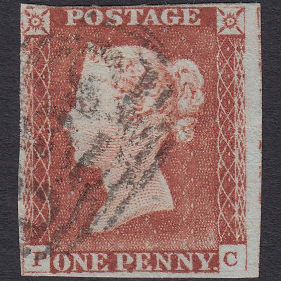 GB QV 1841 1d Red-brown Pl 64 SG8-B1(1) PC GU 4 Margins Gravesend 322
