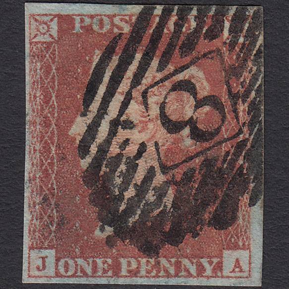 GB QV 1841 1d Red-brown (Plate 87) SG8-B1(1) JA GU London IS 8