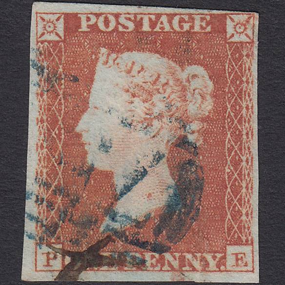 GB QV 1841 1d Red-brown (Plate 120) SG8-B1(1) PE PU 4M Blue Cancel Tear