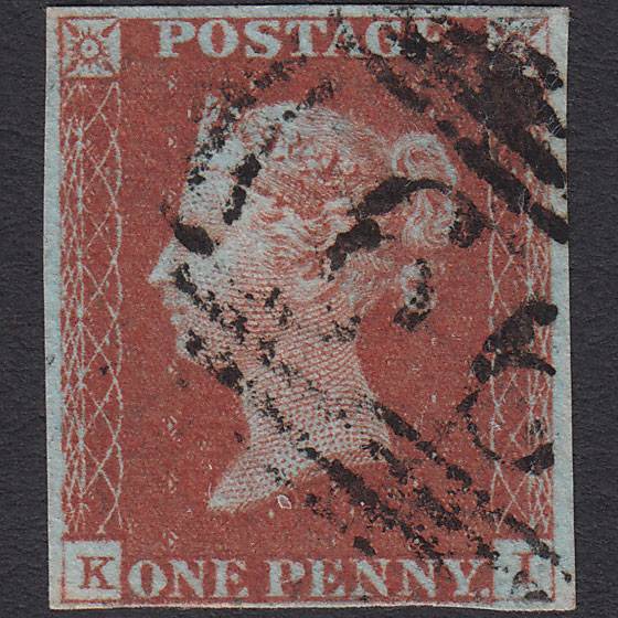 GB QV 1841 1d Red-brown (Plate 58) SG8-B1(1) KI FU 4 Margins Berwick 66