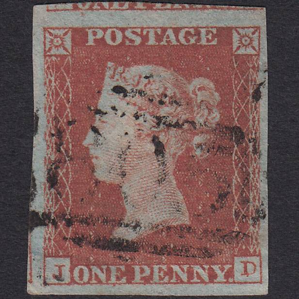 GB QV 1841 1d (Plate 129) SG8-B2(1) JD FU 4 Good Margins Torquay 805