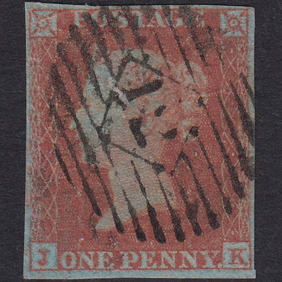 GB QV 1841 1d Very Blued (Plate 132) SG8a-B1(2) JK GU 4M London IS 12