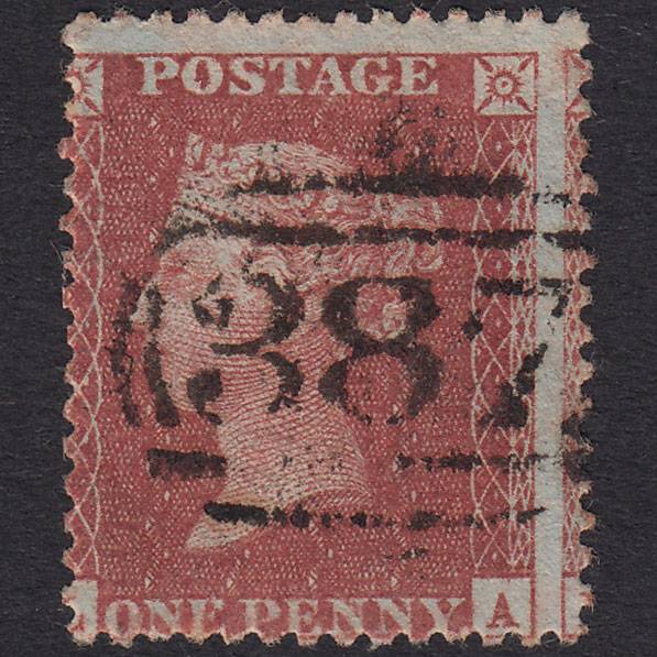 GB QV 1856 1d Plate 29 SG29-C8(1) LA FU Huddersfield 387 Misperf