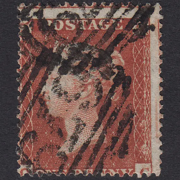GB QV 1854 1d Red-Brown Plate 192 SG17-C1(1) OC FU St Helens 679 Misperf