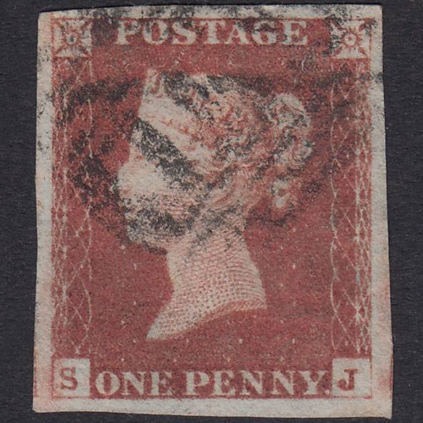 GB QV 1841 1d Plate 69 SG8-B1(1) SJ FU Missing Imprimatur 4 Big Margins