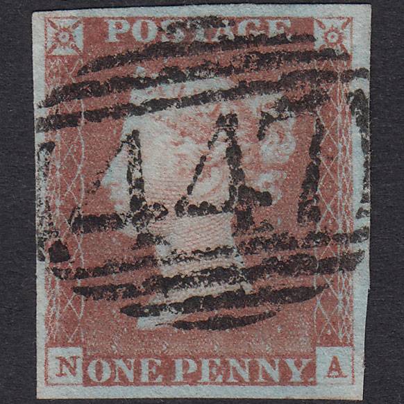 GB QV 1841 1d Red-Brown Plate 71 SG8-B1(1) NA FU 4 Good Margins Leeds 447