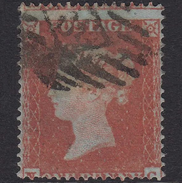 GB QV 1854 1d Red-Brown Plate 167 SG17-C1(1) NC GU Light Cancel Misperf