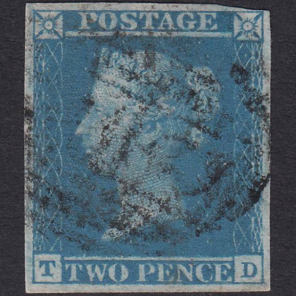 GB QV 1841 2d Pale Blue Plate 3 SG13-E1(1) TD GU 4 Margins