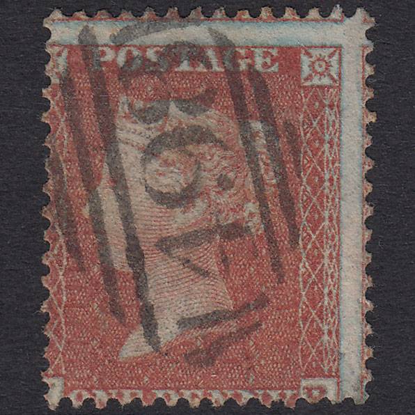 GB QV 1855 1d Pl 10 SGC6(1) Framed Reverse IB GU Manchester 498 Misperf