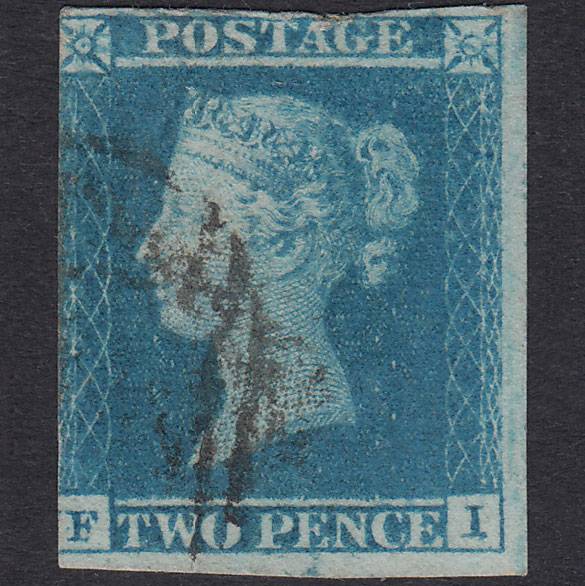 GB QV 1841 2d Pale Blue Plate 3 SG13-E1(1) FI PU 2 Margins