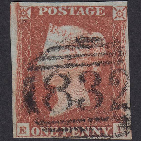 GB QV 1841 1d Red-Brown Plate 67 SG8-B1(1) EI FU 4M Wallingford 832