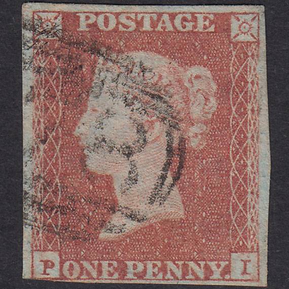 GB QV 1841 1d Red-Brown Plate 89 SG8-B1(1) PI FU Nr 4 Margins