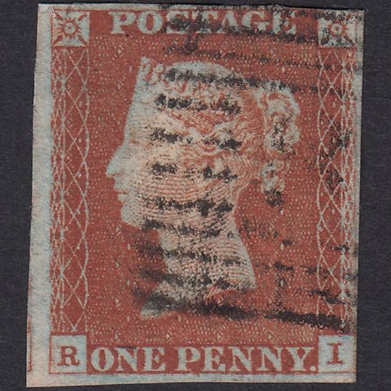 GB QV 1841 1d Red-Brown Plate 62 SG8-B1(1) RI GU Scotland