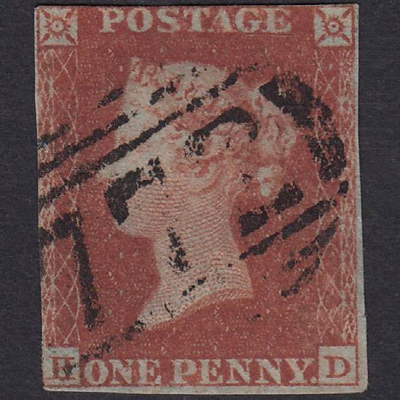 GB QV 1841 1d Red-Brown Plate 158 SG8-B2(1) HD GU Tadcaster 772