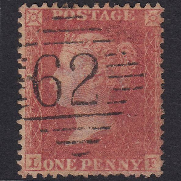 GB QV 1857 1d Rose-Red Plate 42 SG40-C10(1) LF GU Belfast 62