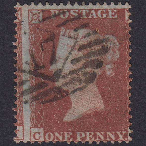 GB QV 1854 1d Plate 172 SG17-C1(1) CJ FU London IS 17 Large Misperf