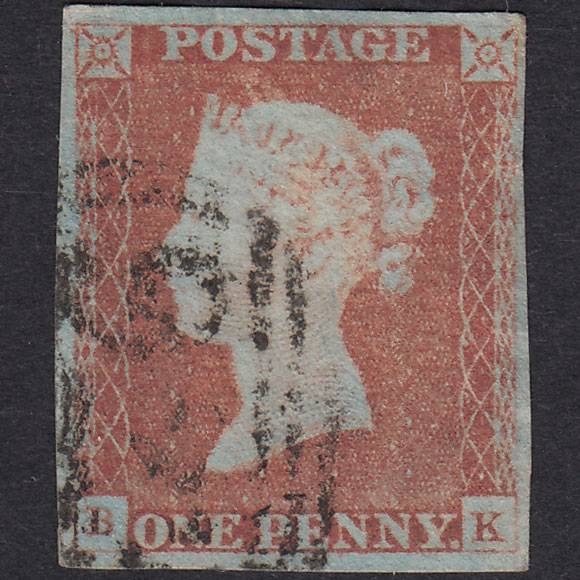GB QV 1841 1d Red-Brown Plate 72 SG8-B1(1) BK GU 4 Margins