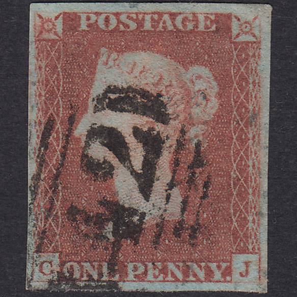 GB QV 1841 1d Red-Brown Plate 78 SG8-B1(1) CJ FU 4 Margins