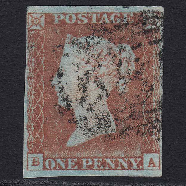 GB QV 1841 1d Pale Red-brown (Plate 66) (SG9) 'BA' GU 4 Margins