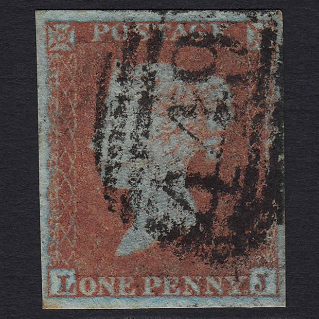 GB QV 1841 1d Very Blued (Plate 134) SG8a-B1(2) LJ GU Leicester 449 4M
