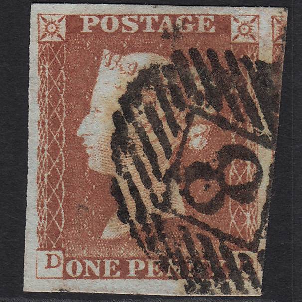 GB QV 1841 1d Red-brown (Plate 58) SG8-B1(1) DD FU London IS 8 4 Margins